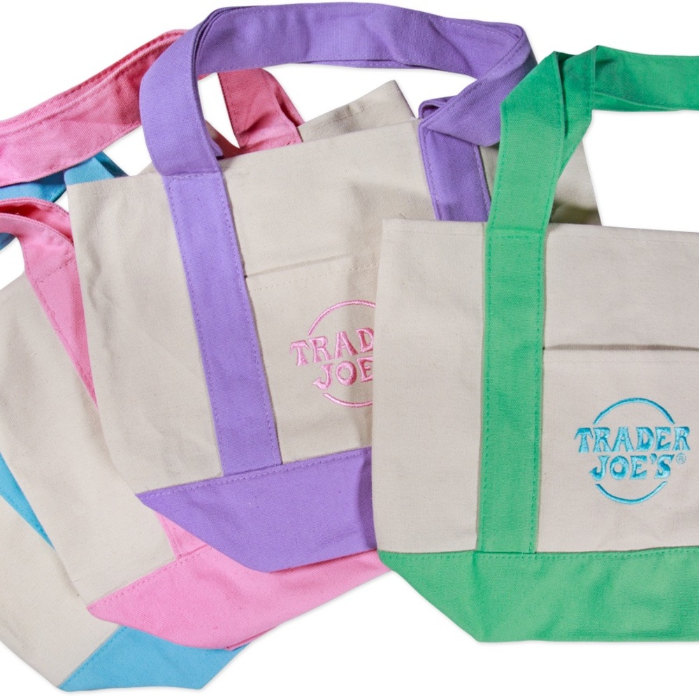 Trader Joe’s Mini Tote, Pastel Spring Canvas Tote - limited edition pastel green